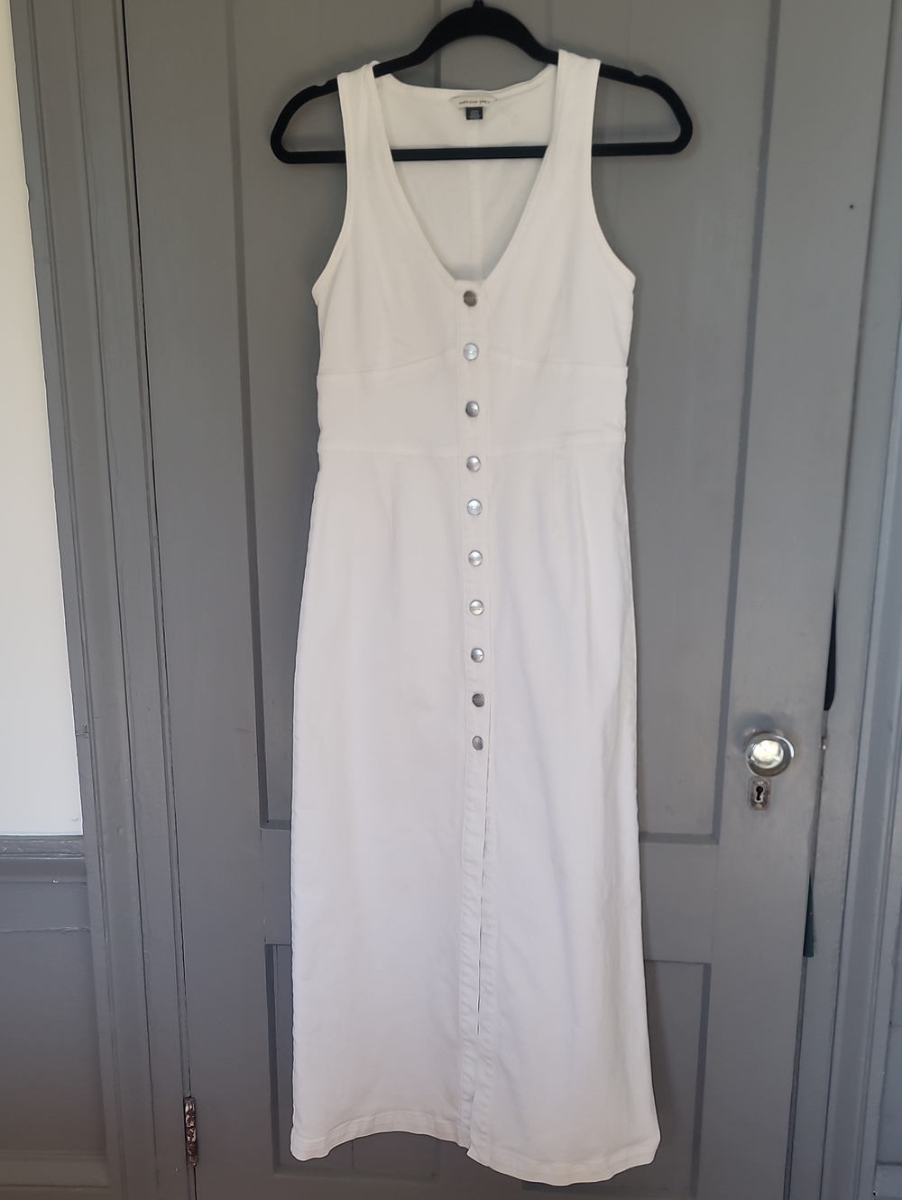 American Eagle Outfitters White Button-Front Jean Dress